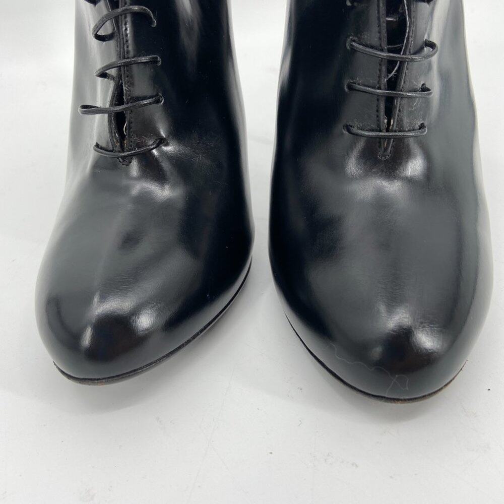 GUCCI Black Leather Curved Kim‎ Lace Up Ankle Boots 39.5 - Picture 8 of 10